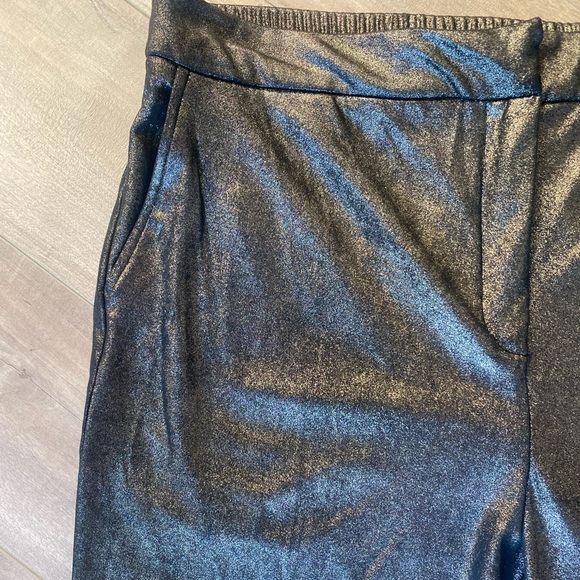 Joie Brushed Metallic Gold Wide Leg Soft Pants Work Career Evening Size 14 - Picture 4 of 9